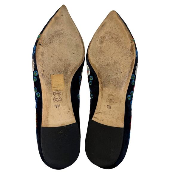Tory Burch Rosemont Pansy Floral Suede Leather Embroidered Ballet Flats Size 7 - Picture 12 of 14